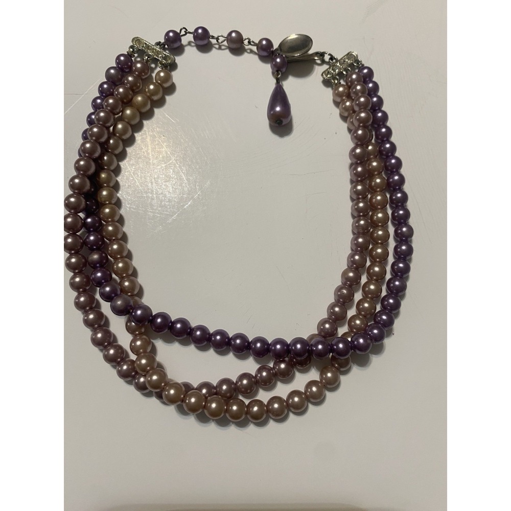 Vintage Lavender Multi-Strand Faux Pearls 1950's